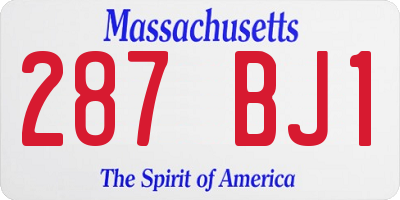 MA license plate 287BJ1
