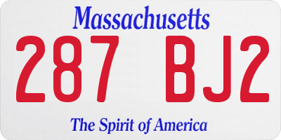 MA license plate 287BJ2