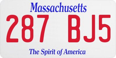MA license plate 287BJ5