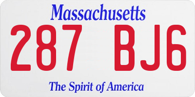 MA license plate 287BJ6