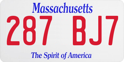 MA license plate 287BJ7