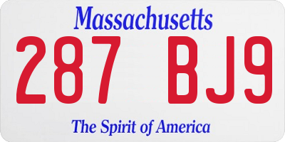 MA license plate 287BJ9