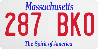 MA license plate 287BK0