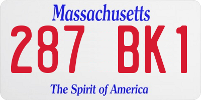 MA license plate 287BK1
