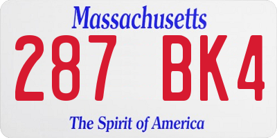 MA license plate 287BK4
