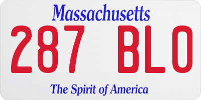 MA license plate 287BL0