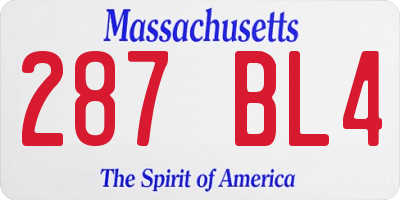 MA license plate 287BL4