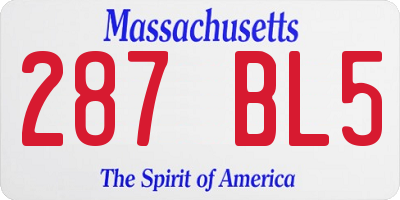 MA license plate 287BL5