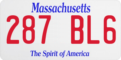 MA license plate 287BL6