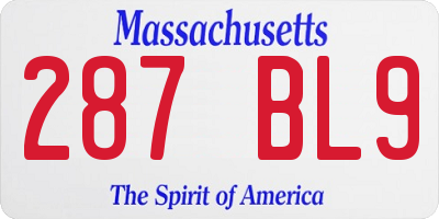 MA license plate 287BL9