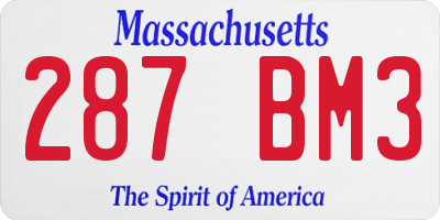 MA license plate 287BM3
