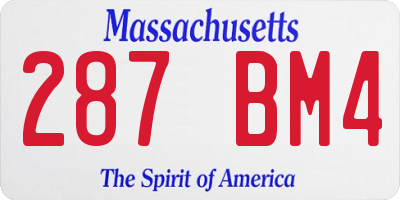 MA license plate 287BM4