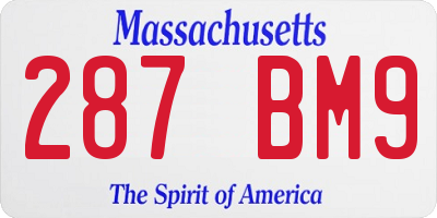 MA license plate 287BM9