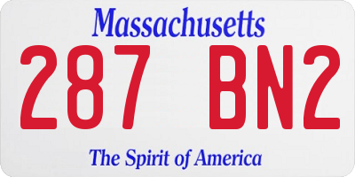 MA license plate 287BN2
