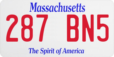 MA license plate 287BN5