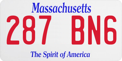 MA license plate 287BN6