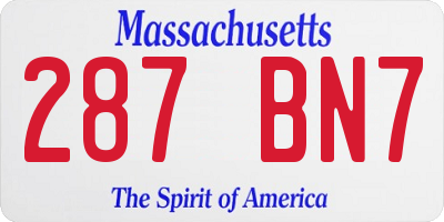 MA license plate 287BN7