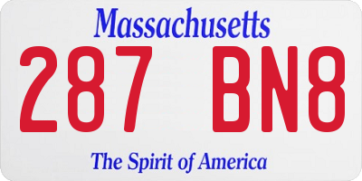 MA license plate 287BN8
