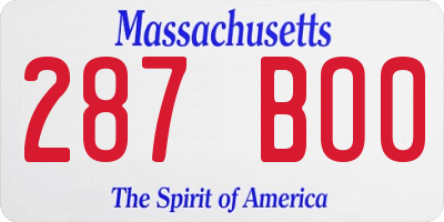MA license plate 287BO0