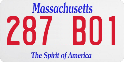 MA license plate 287BO1