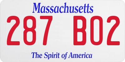 MA license plate 287BO2
