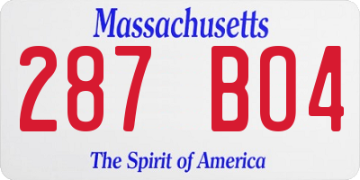 MA license plate 287BO4