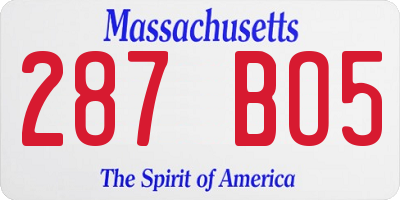 MA license plate 287BO5