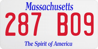 MA license plate 287BO9
