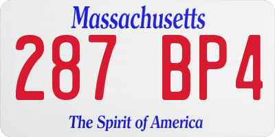 MA license plate 287BP4