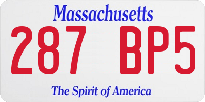 MA license plate 287BP5