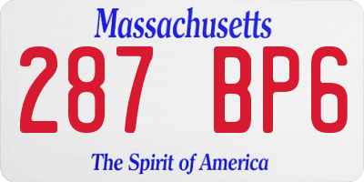 MA license plate 287BP6