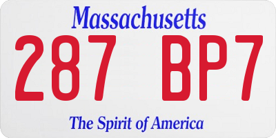 MA license plate 287BP7