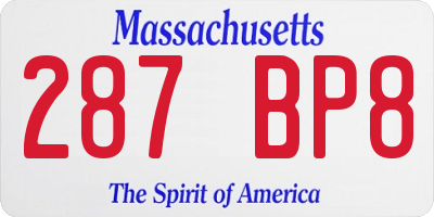 MA license plate 287BP8