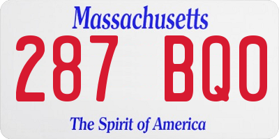 MA license plate 287BQ0