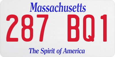 MA license plate 287BQ1