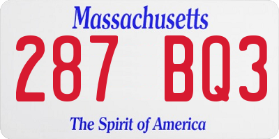 MA license plate 287BQ3