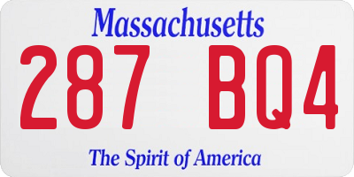 MA license plate 287BQ4