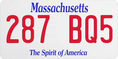 MA license plate 287BQ5
