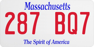 MA license plate 287BQ7