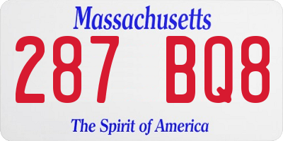 MA license plate 287BQ8