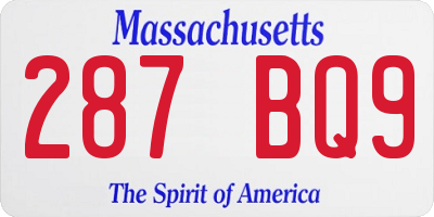 MA license plate 287BQ9