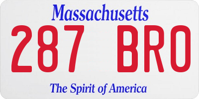 MA license plate 287BR0