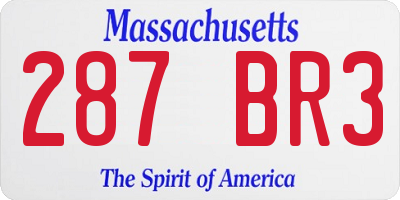 MA license plate 287BR3
