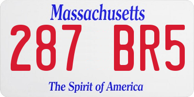 MA license plate 287BR5