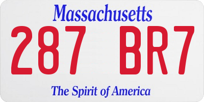 MA license plate 287BR7