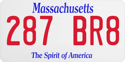 MA license plate 287BR8