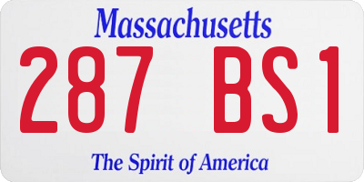 MA license plate 287BS1