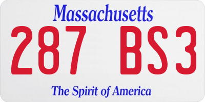 MA license plate 287BS3