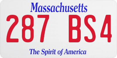 MA license plate 287BS4