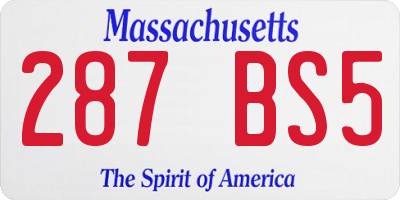 MA license plate 287BS5